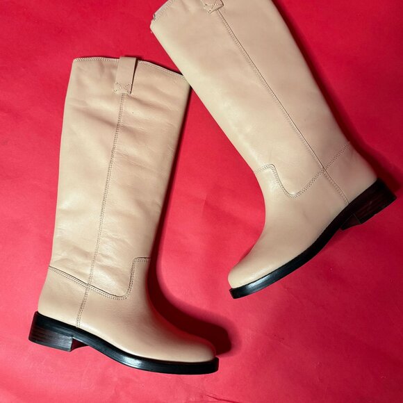 J.Crew Leather Riding Boots – Size 8.5 – Neutral Beige Classic Tall Boots - Picture 3 of 12